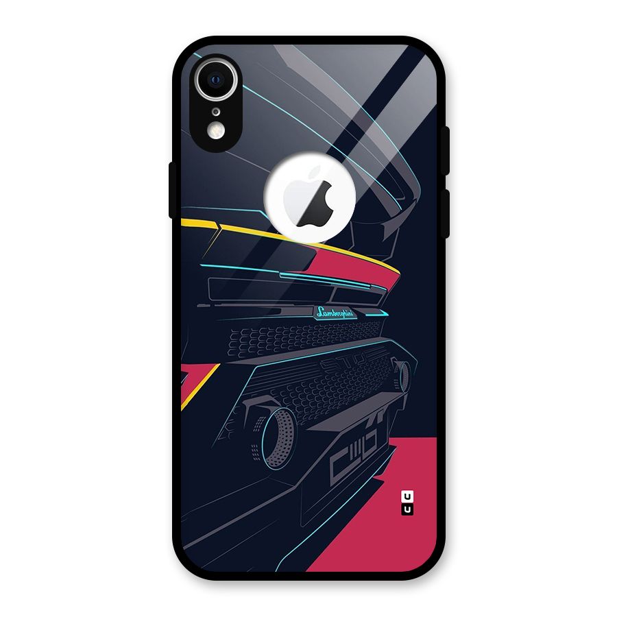 Super Car Parked Glass Back Case for iPhone XR Logo Cut