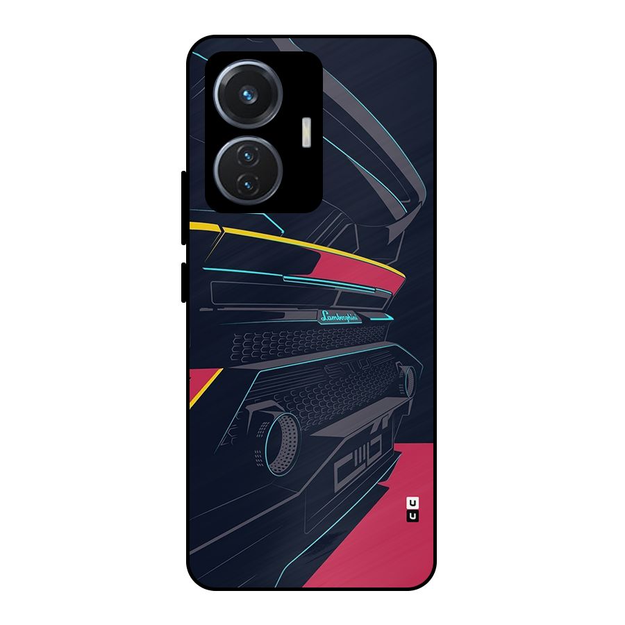 Super Car Parked Metal Back Case for Vivo T1 44W