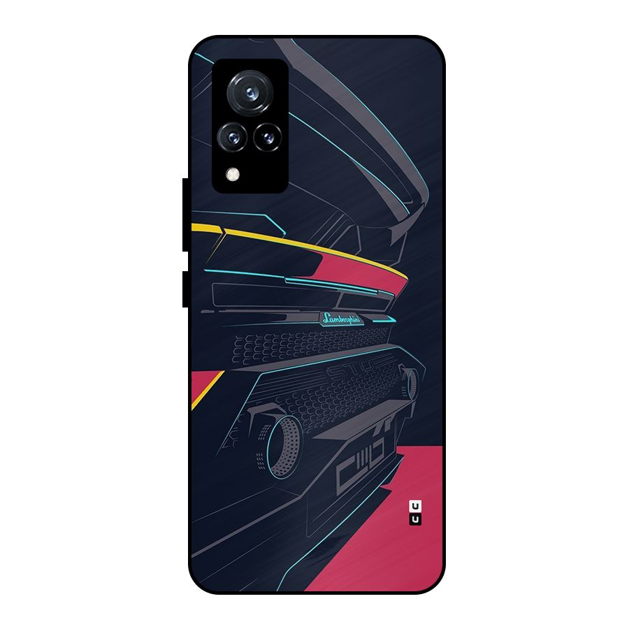 Super Car Parked Metal Back Case for Vivo V21 5G