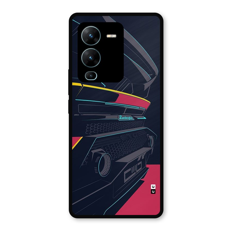 Super Car Parked Metal Back Case for Vivo V25 Pro