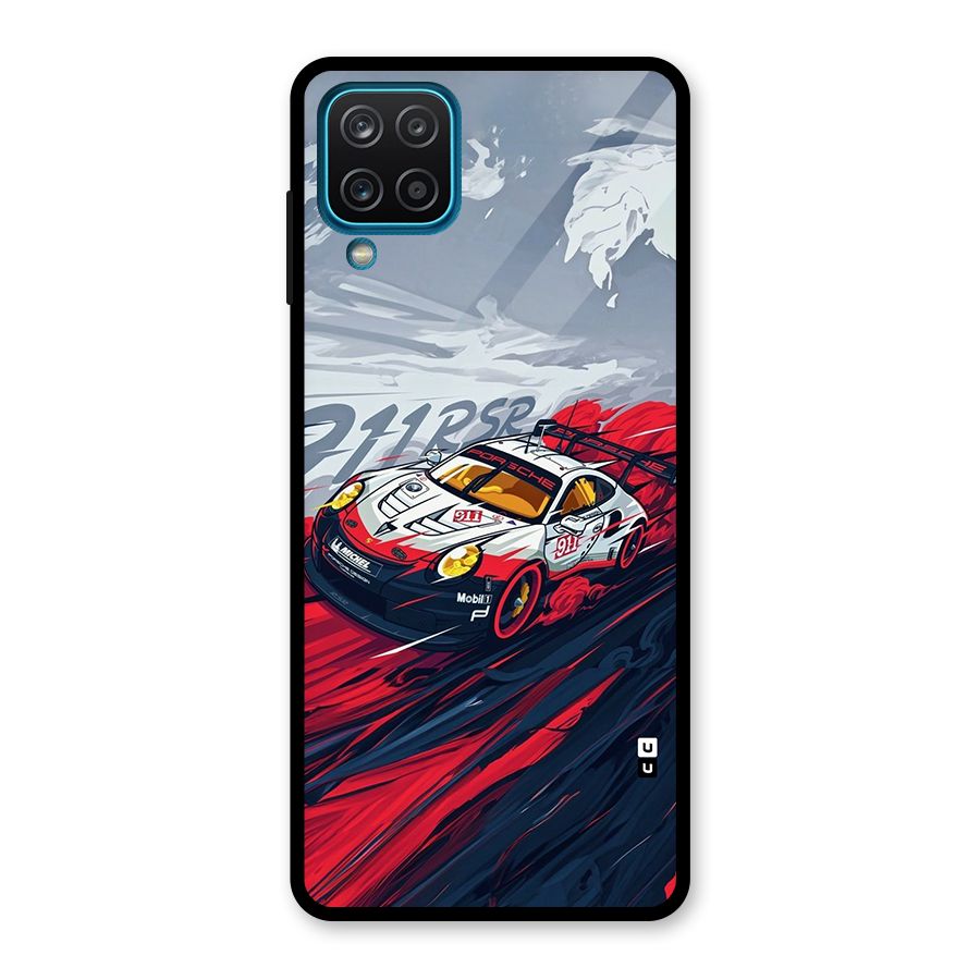 Super Car illustration Glass Back Case for Galaxy A12