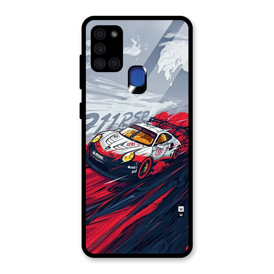 Super Car illustration Glass Back Case for Galaxy A21s