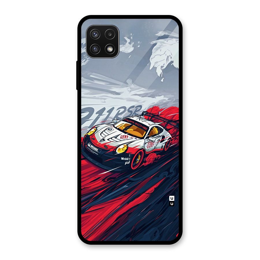 Super Car illustration Glass Back Case for Galaxy A22 5G