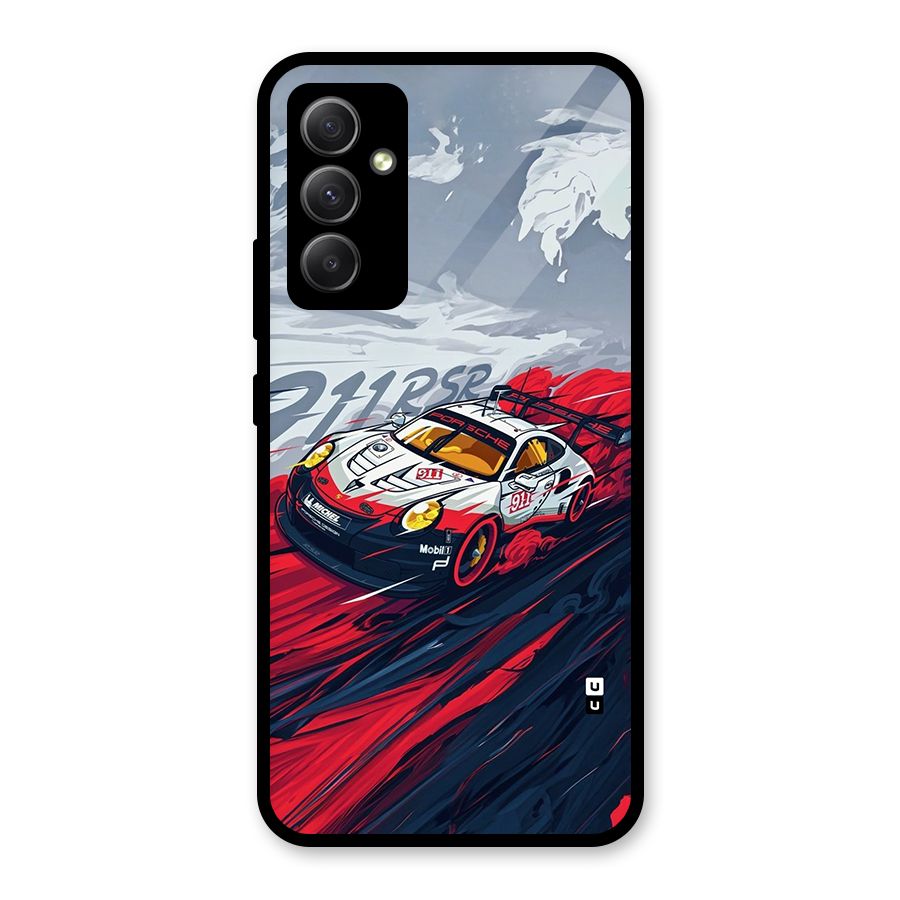 Super Car illustration Glass Back Case for Galaxy A34