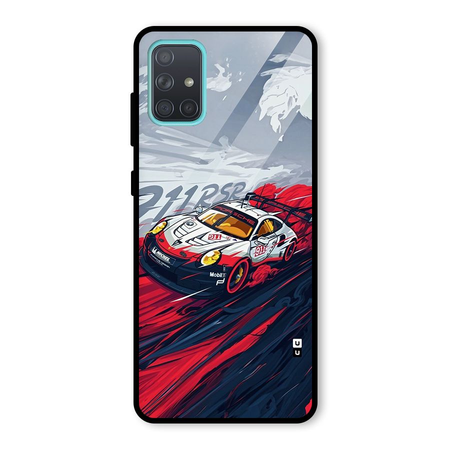 Super Car illustration Glass Back Case for Galaxy A71