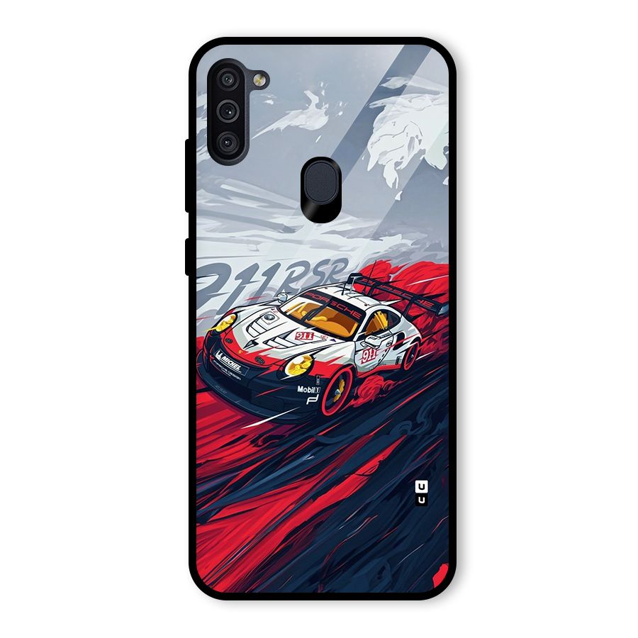 Super Car illustration Glass Back Case for Galaxy M11
