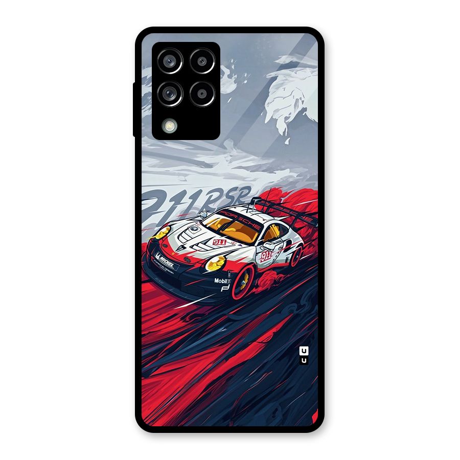 Super Car illustration Glass Back Case for Galaxy M53 5G