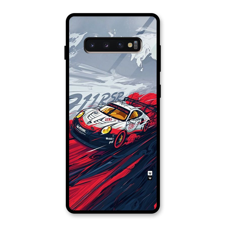 Super Car illustration Glass Back Case for Galaxy S10 Plus