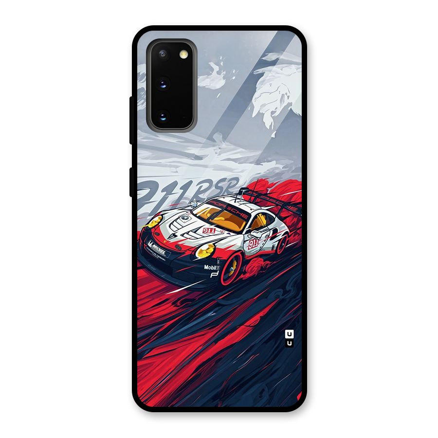 Super Car illustration Glass Back Case for Galaxy S20