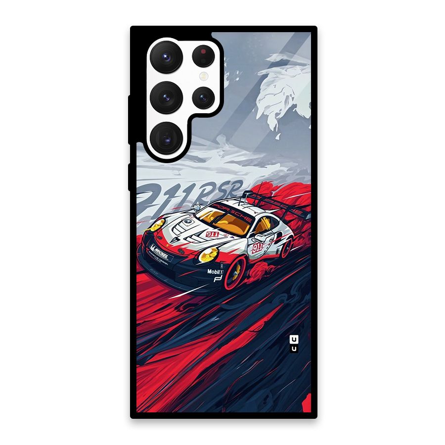 Super Car illustration Glass Back Case for Galaxy S22 Ultra 5G