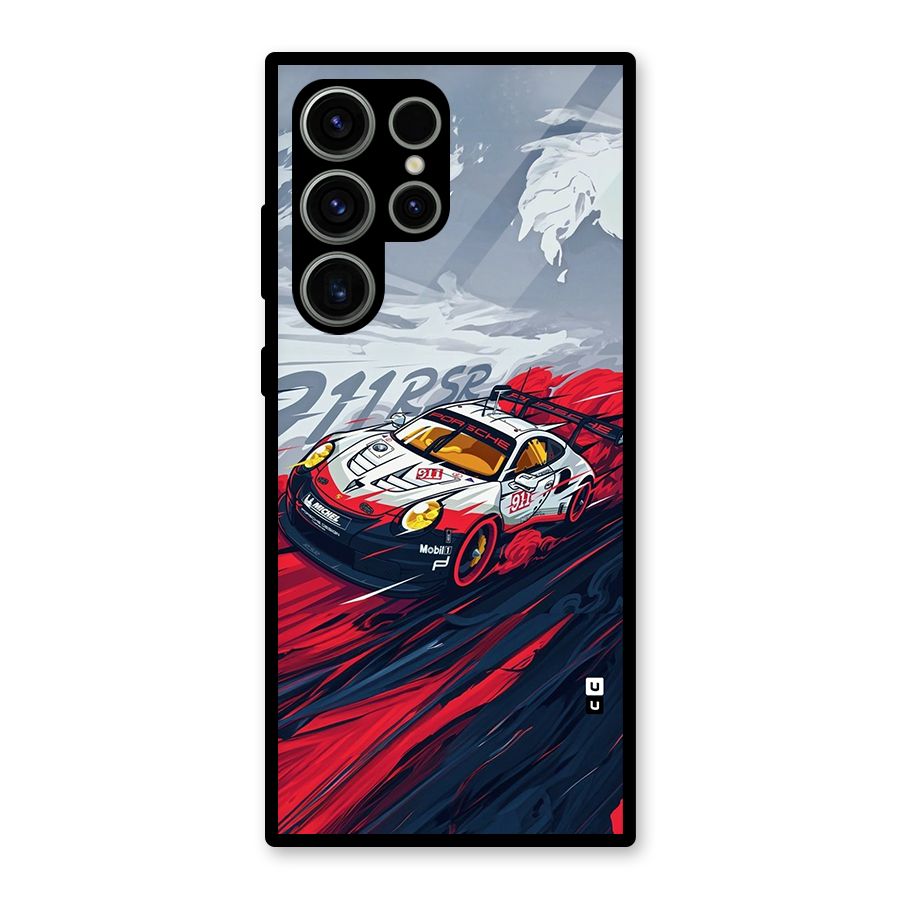 Super Car illustration Glass Back Case for Galaxy S23 Ultra