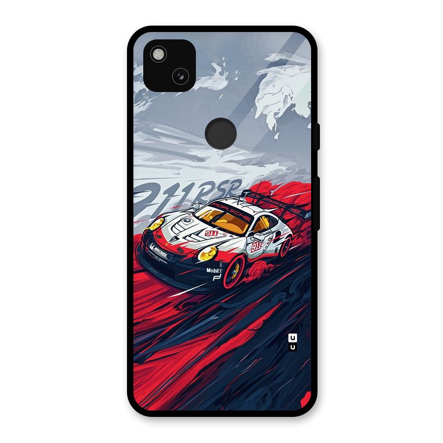 Super Car illustration Glass Back Case for Google Pixel 4a