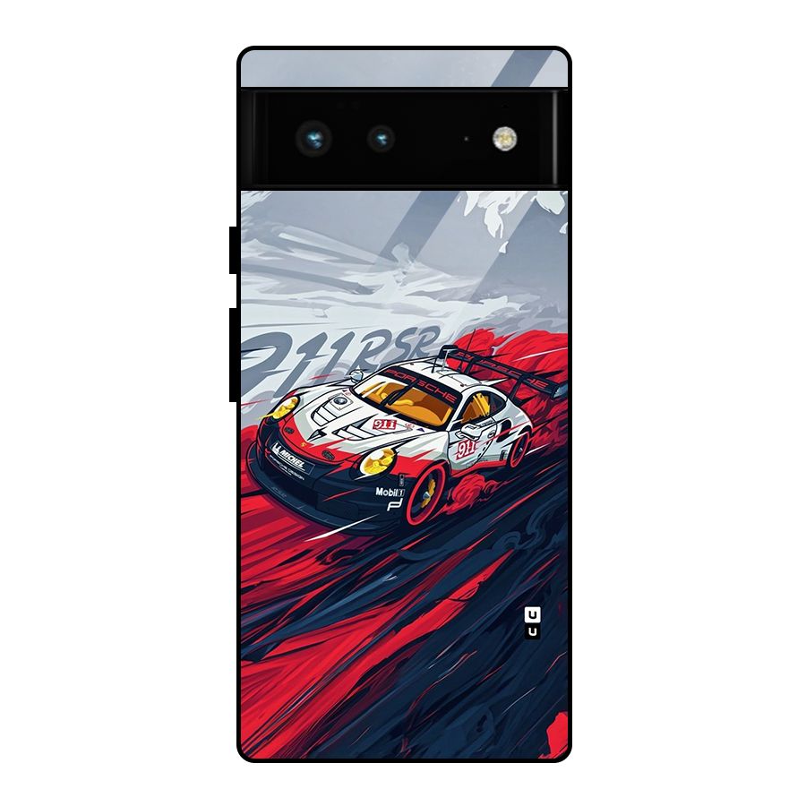 Super Car illustration Glass Back Case for Google Pixel 6