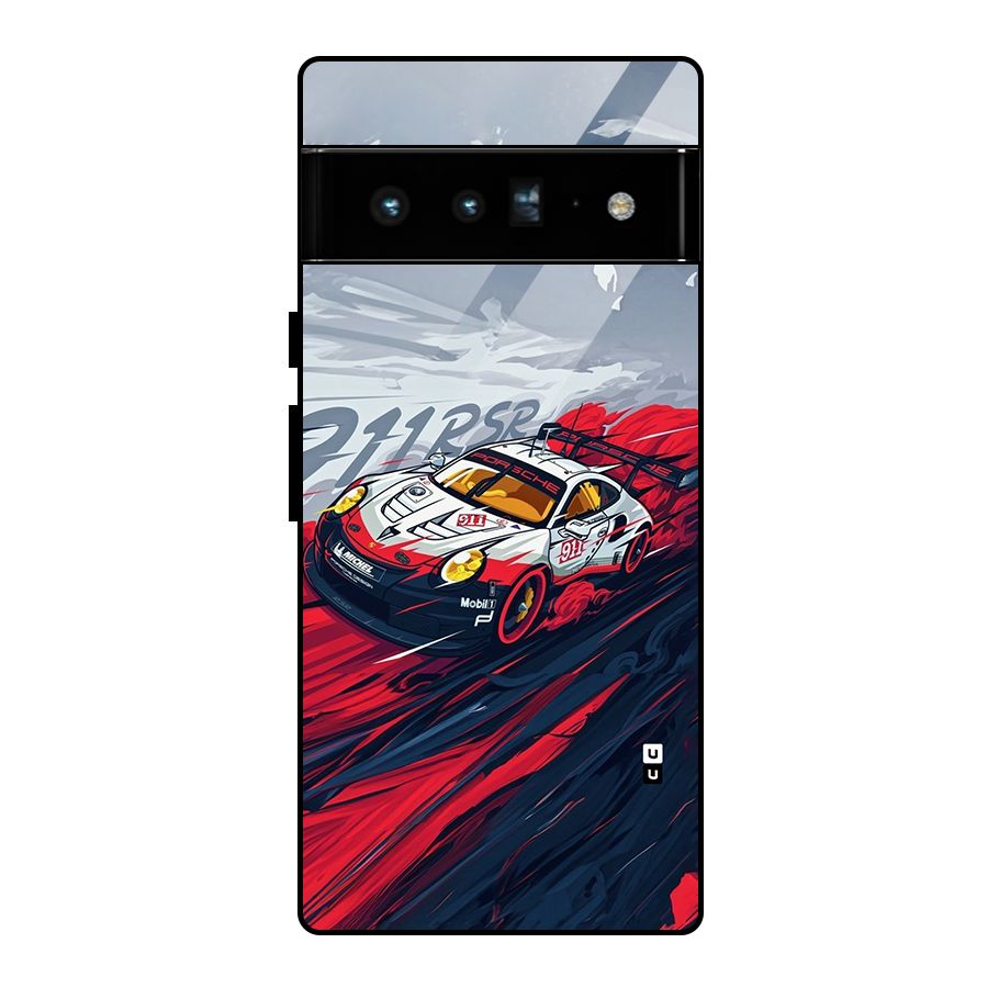 Super Car illustration Glass Back Case for Google Pixel 6 Pro