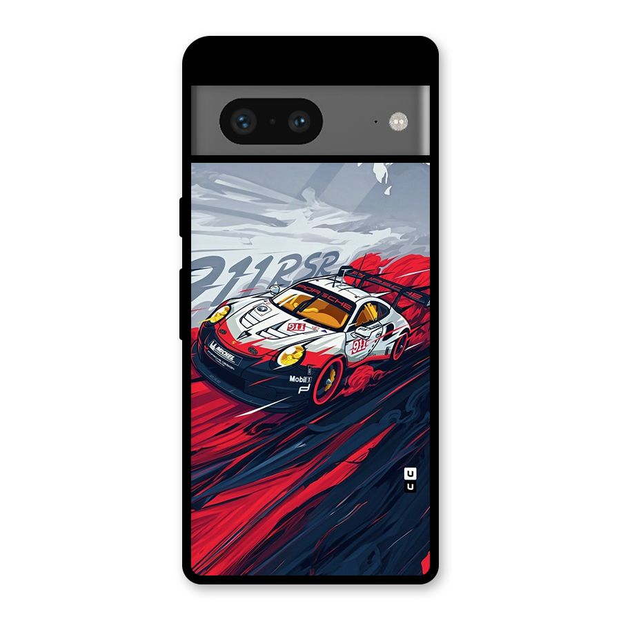 Super Car illustration Glass Back Case for Google Pixel 7