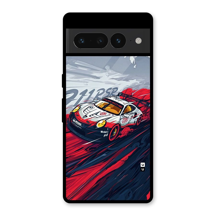 Super Car illustration Glass Back Case for Google Pixel 7 Pro