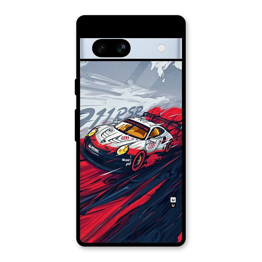 Super Car illustration Glass Back Case for Google Pixel 7a