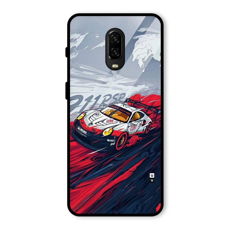 Super Car illustration Glass Back Case for OnePlus 6T