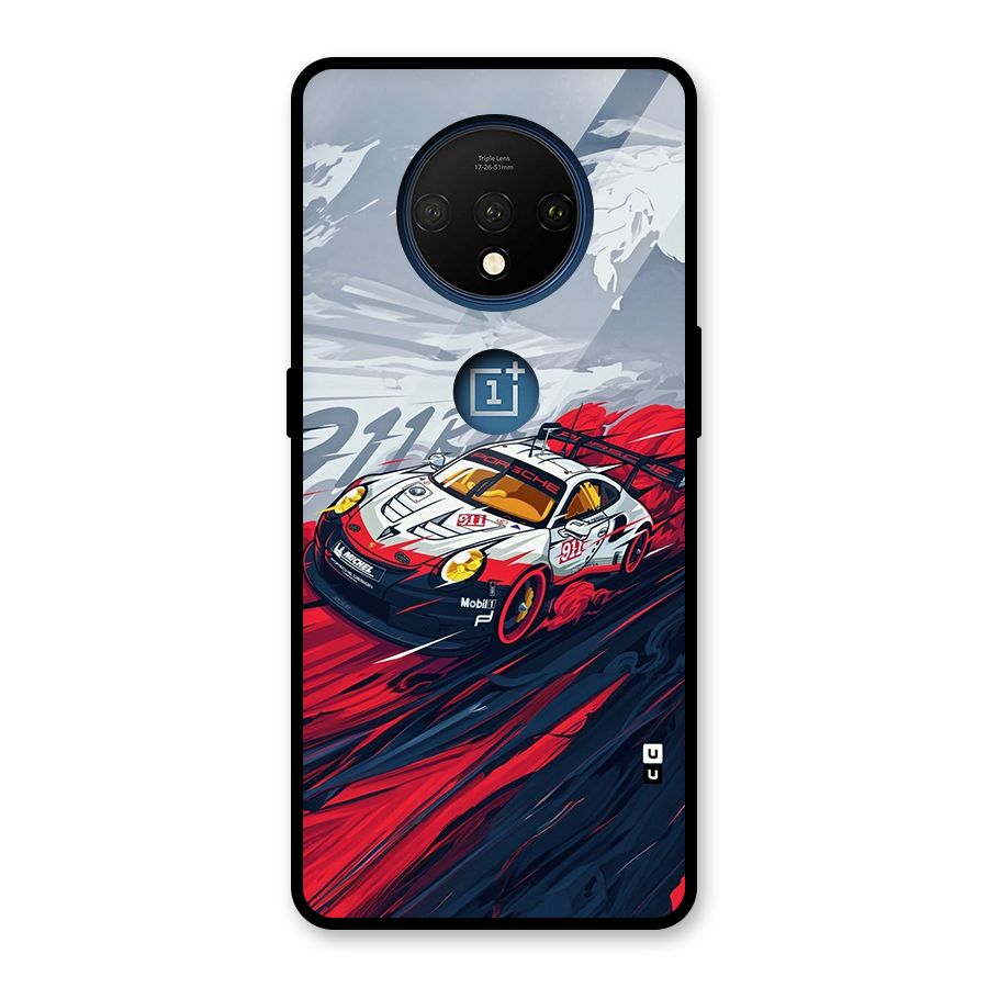 Super Car illustration Glass Back Case for OnePlus 7T