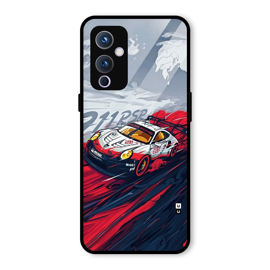 Super Car illustration Glass Back Case for OnePlus 9