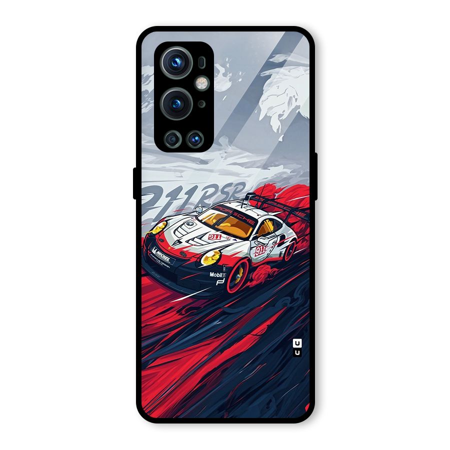 Super Car illustration Glass Back Case for OnePlus 9 Pro