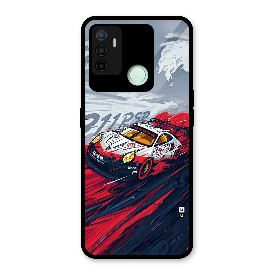 Super Car illustration Glass Back Case for Oppo A53