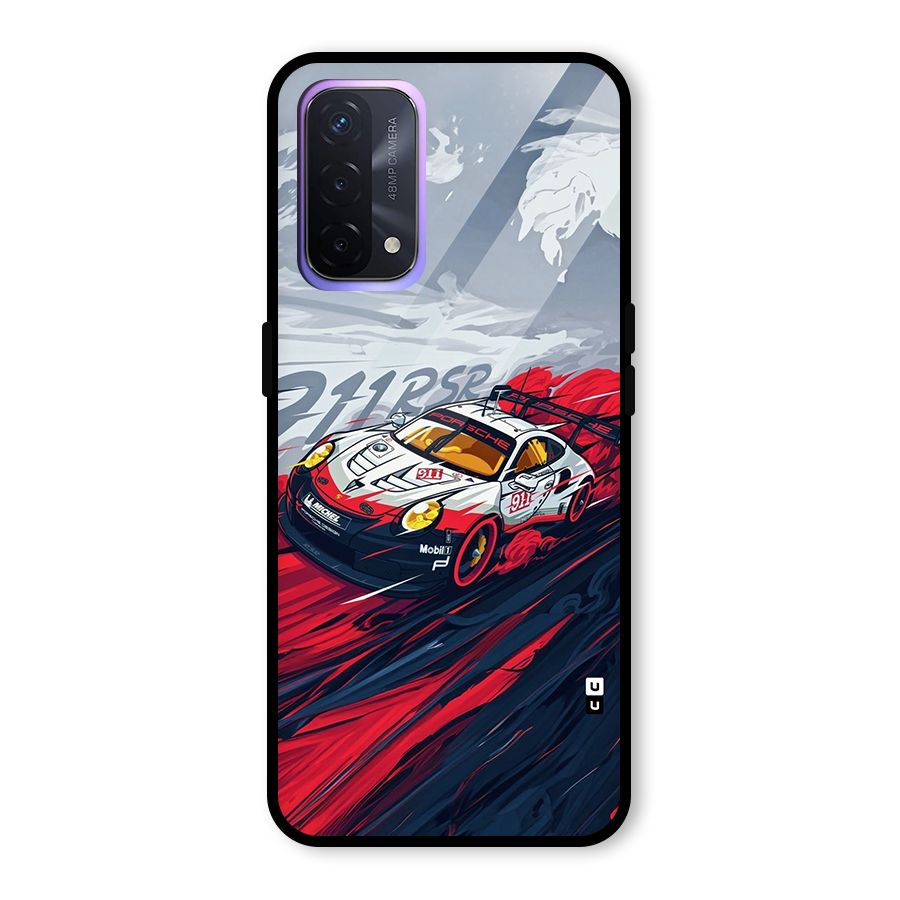 Super Car illustration Glass Back Case for Oppo A74 5G