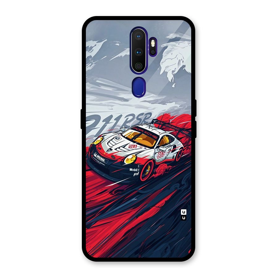 Super Car illustration Glass Back Case for Oppo A9 (2020)