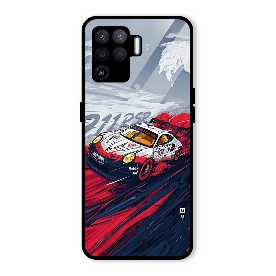 Super Car illustration Glass Back Case for Oppo F19 Pro