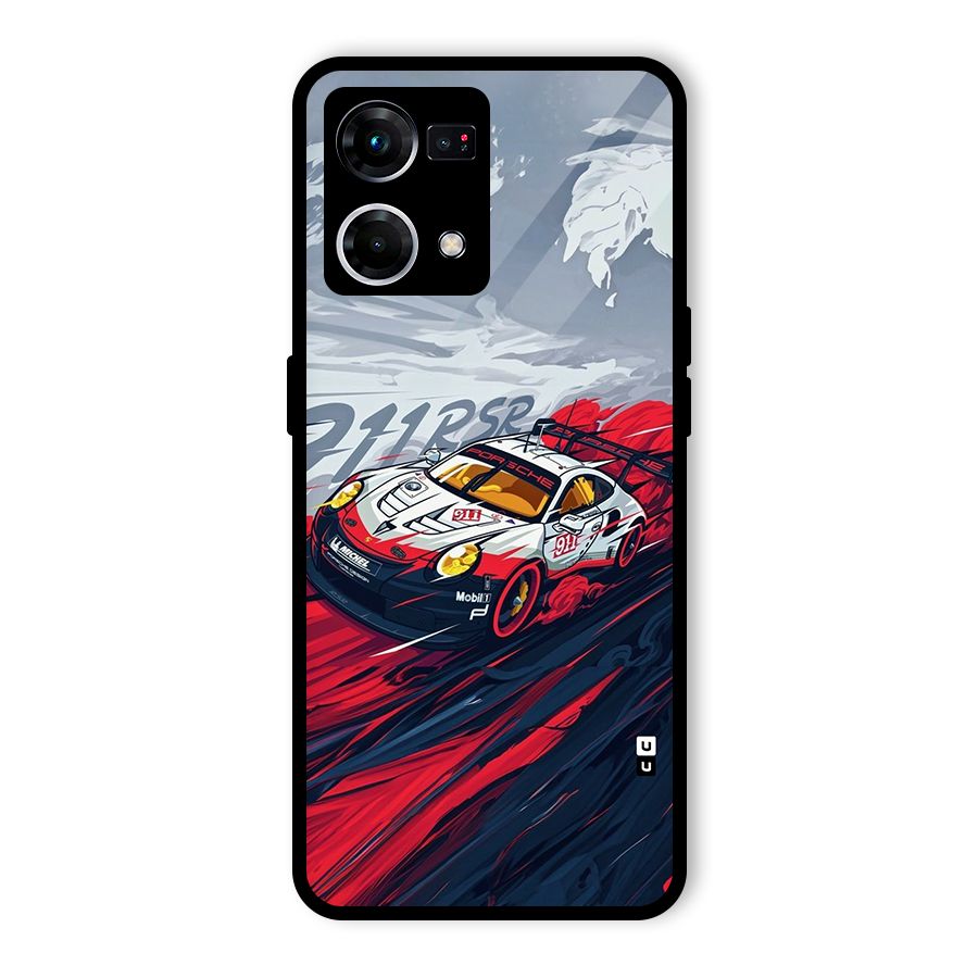 Super Car illustration Glass Back Case for Oppo F21s Pro 4G