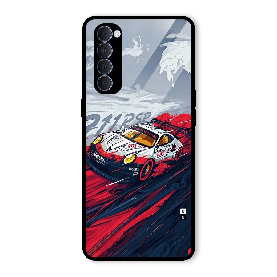 Super Car illustration Glass Back Case for Oppo Reno4 Pro