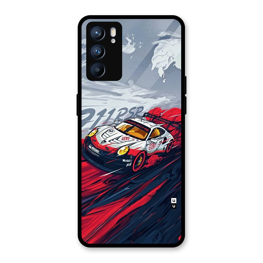 Super Car illustration Glass Back Case for Oppo Reno6 5G