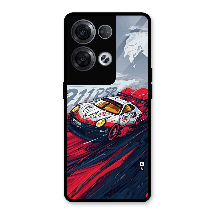 Super Car illustration Glass Back Case for Oppo Reno8 Pro 5G
