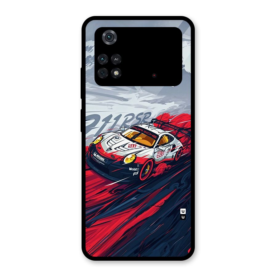Super Car illustration Glass Back Case for Poco M4 Pro 4G