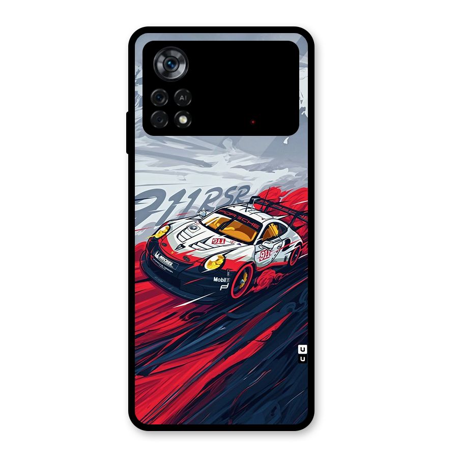 Super Car illustration Glass Back Case for Poco X4 Pro 5G