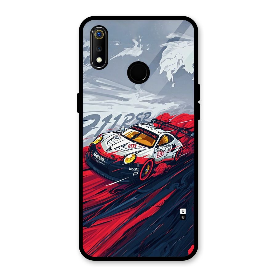Super Car illustration Glass Back Case for Realme 3i