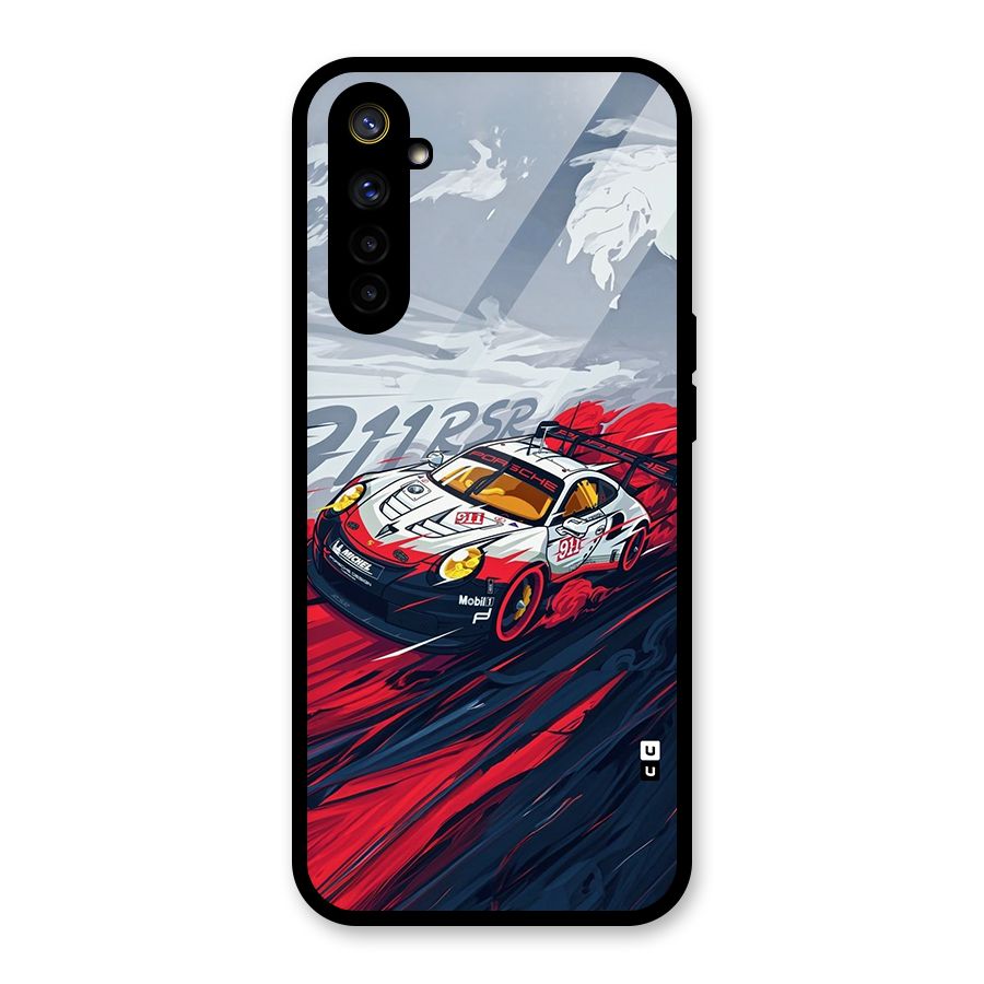 Super Car illustration Glass Back Case for Realme 6