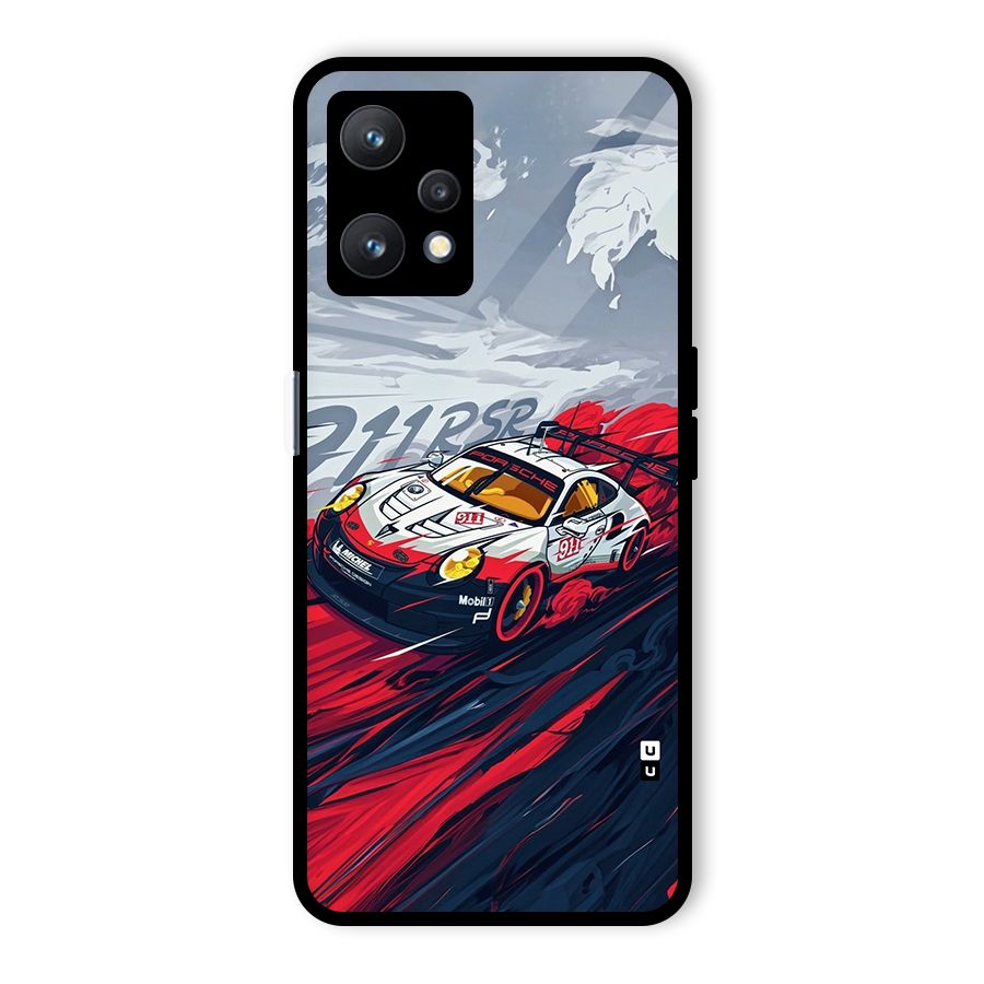 Super Car illustration Glass Back Case for Realme 9 Pro 5G