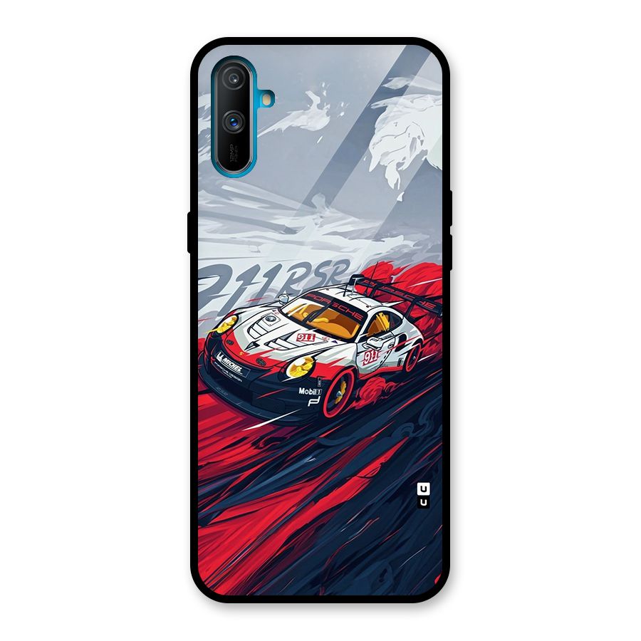 Super Car illustration Glass Back Case for Realme C3