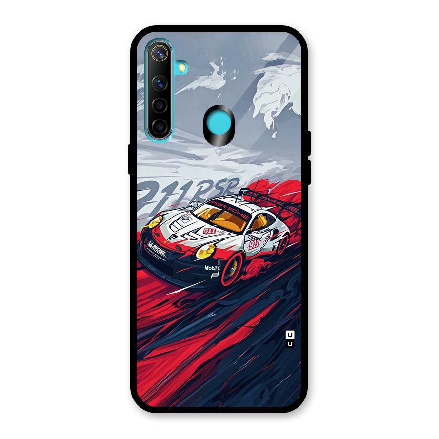 Super Car illustration Glass Back Case for Realme Narzo 10