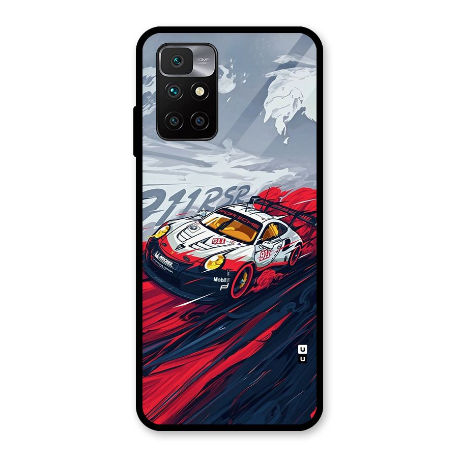 Super Car illustration Glass Back Case for Redmi 10 Prime