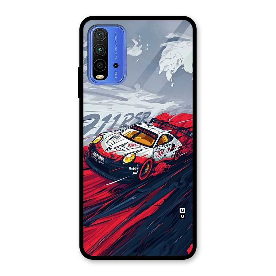 Super Car illustration Glass Back Case for Redmi 9 Power