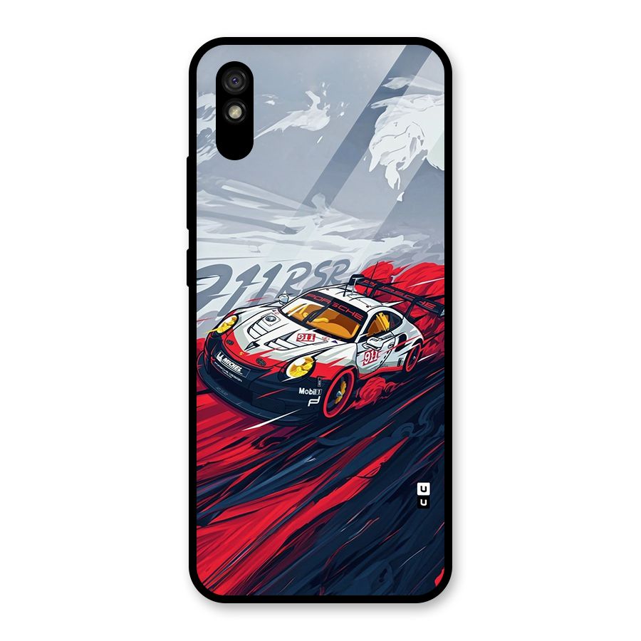 Super Car illustration Glass Back Case for Redmi 9i