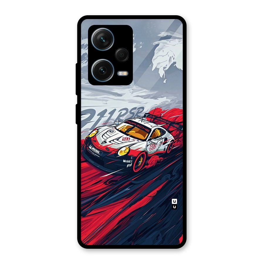 Super Car illustration Glass Back Case for Redmi Note 12 Pro Plus 5G