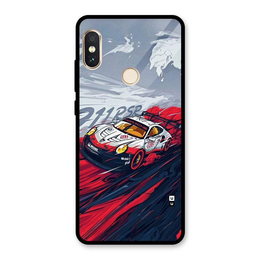 Super Car illustration Glass Back Case for Redmi Note 5 Pro