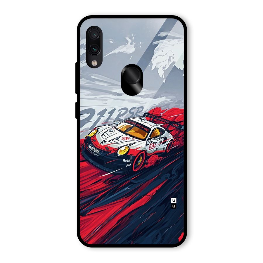 Super Car illustration Glass Back Case for Redmi Note 7 Pro