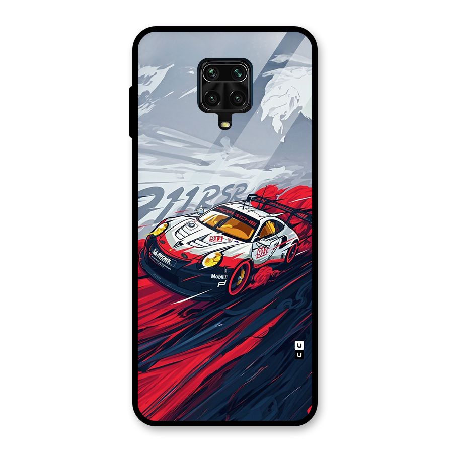 Super Car illustration Glass Back Case for Redmi Note 9 Pro