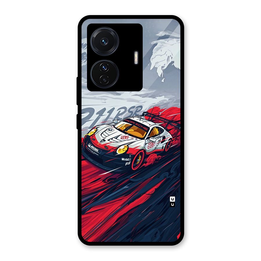 Super Car illustration Glass Back Case for Vivo T1 Pro