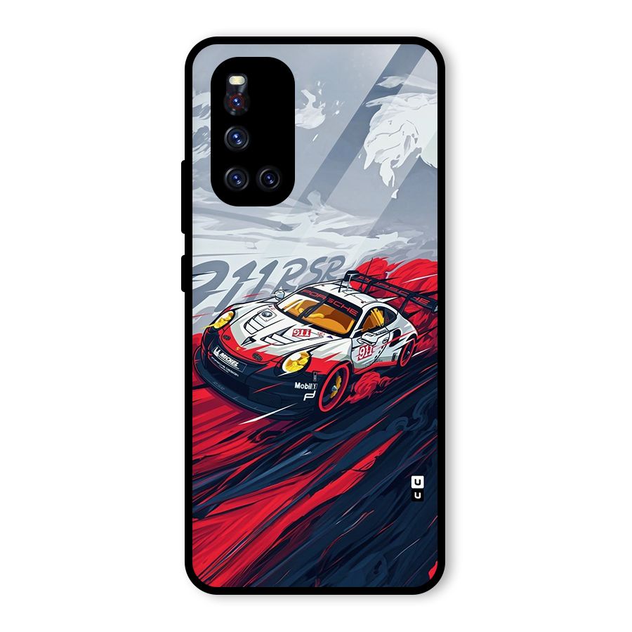 Super Car illustration Glass Back Case for Vivo V19