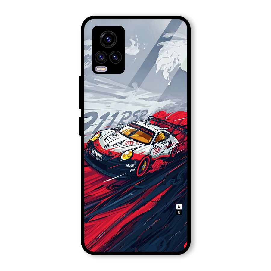 Super Car illustration Glass Back Case for Vivo V20 2021